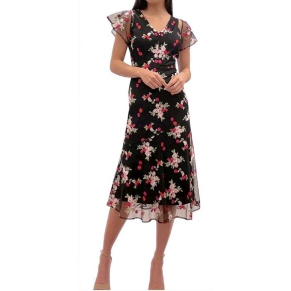 NWT Sam Edelman Embroidered Mesh Midi Dress Size 2 - Picture 11 of 11